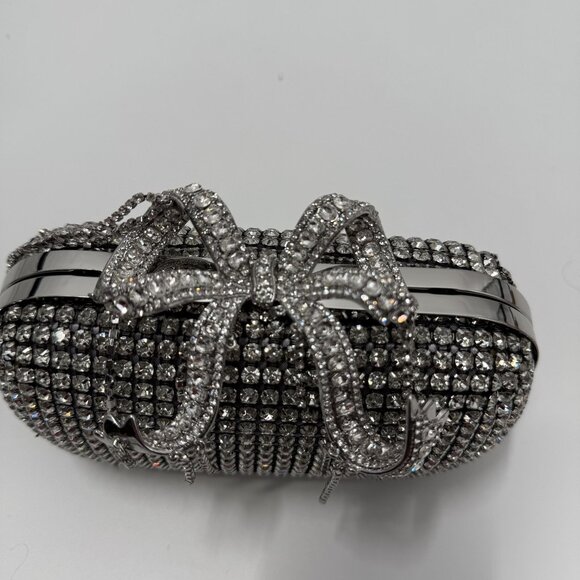 Self-Portrait Crystal Embellished Clutch With Bow Detail - Picture 7 of 13